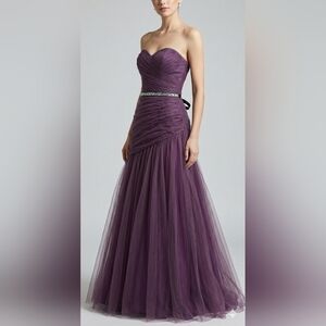 ​Belsoie Purple Tulle Sweetheart Beaded Gown Dress Sz 6 Prom Graduation Formal